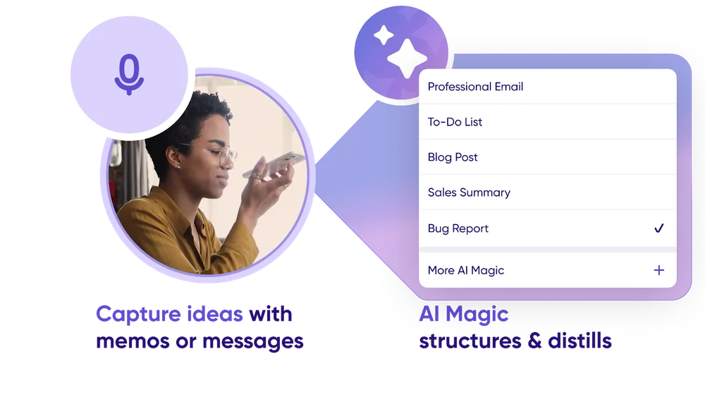 Turning a voice memo into an email, to-do list, or blog post