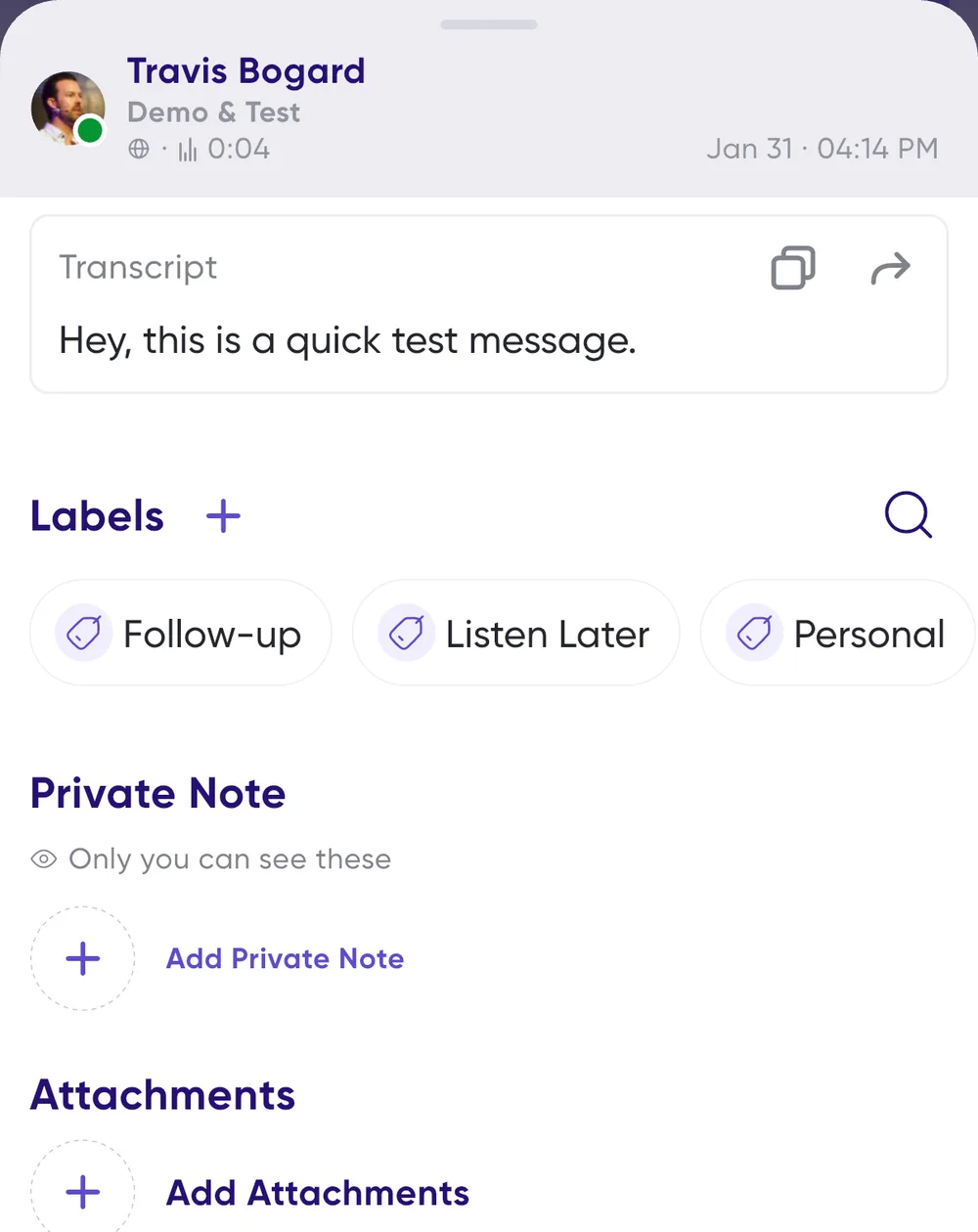 Private notes