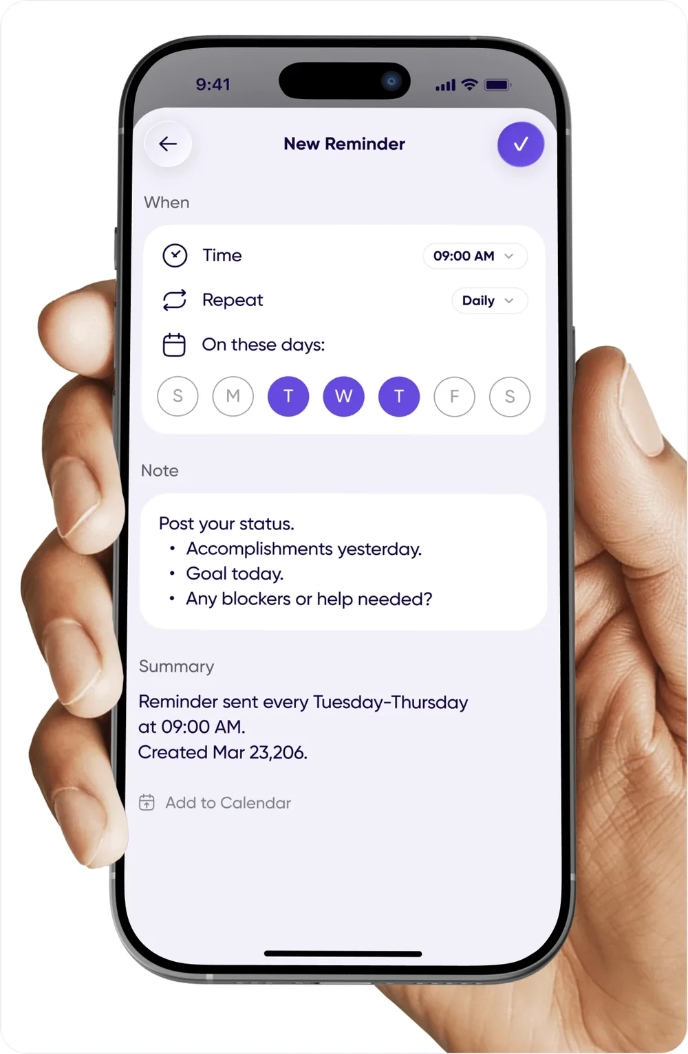 Creating a reminder from conversation settings