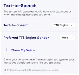 Text to speech settings