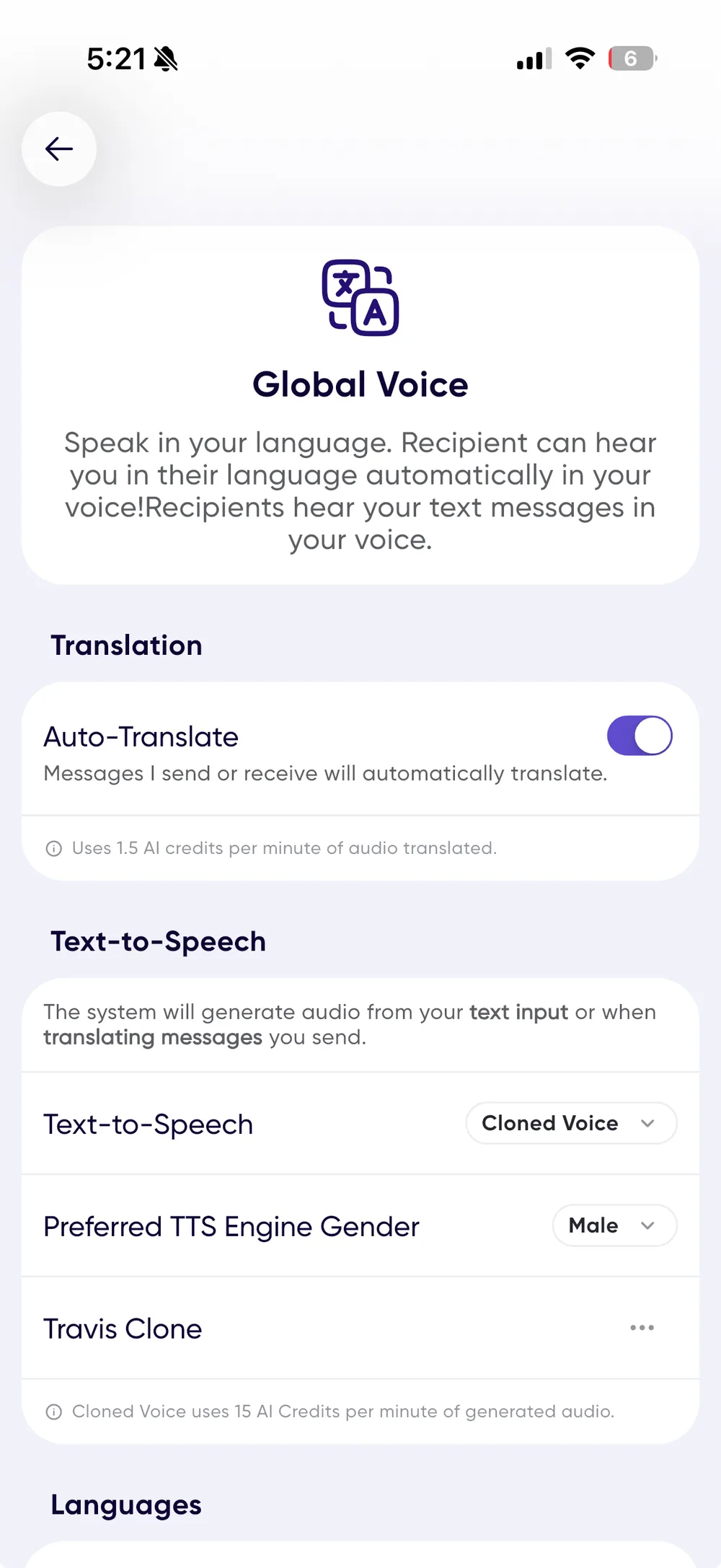 Global voice languages