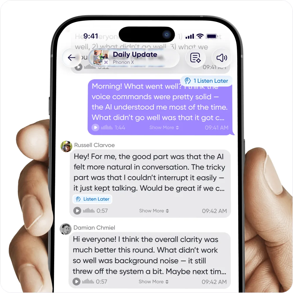 The Listen Later indicator at the top of a conversation