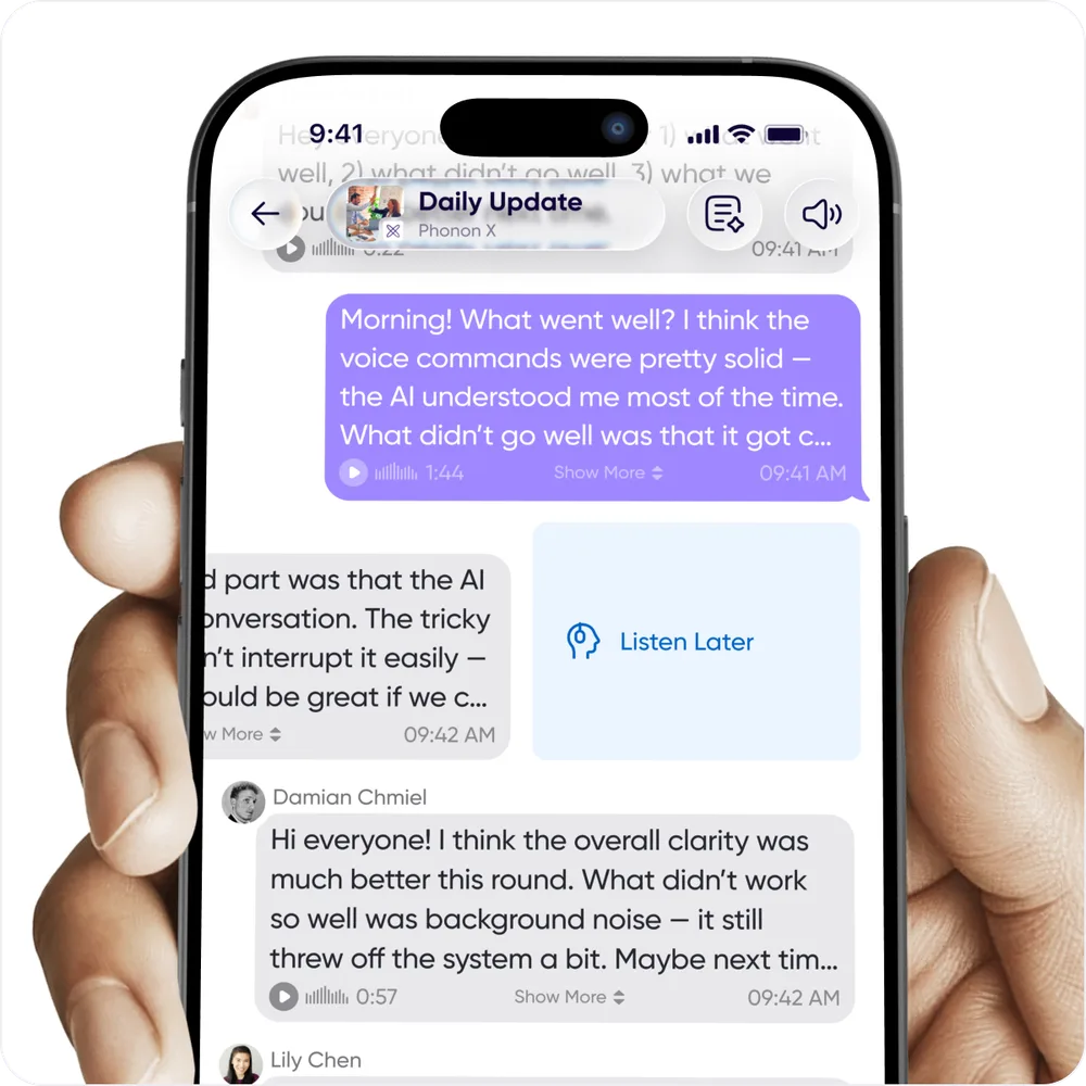 Long-swiping a message to label it Listen Later