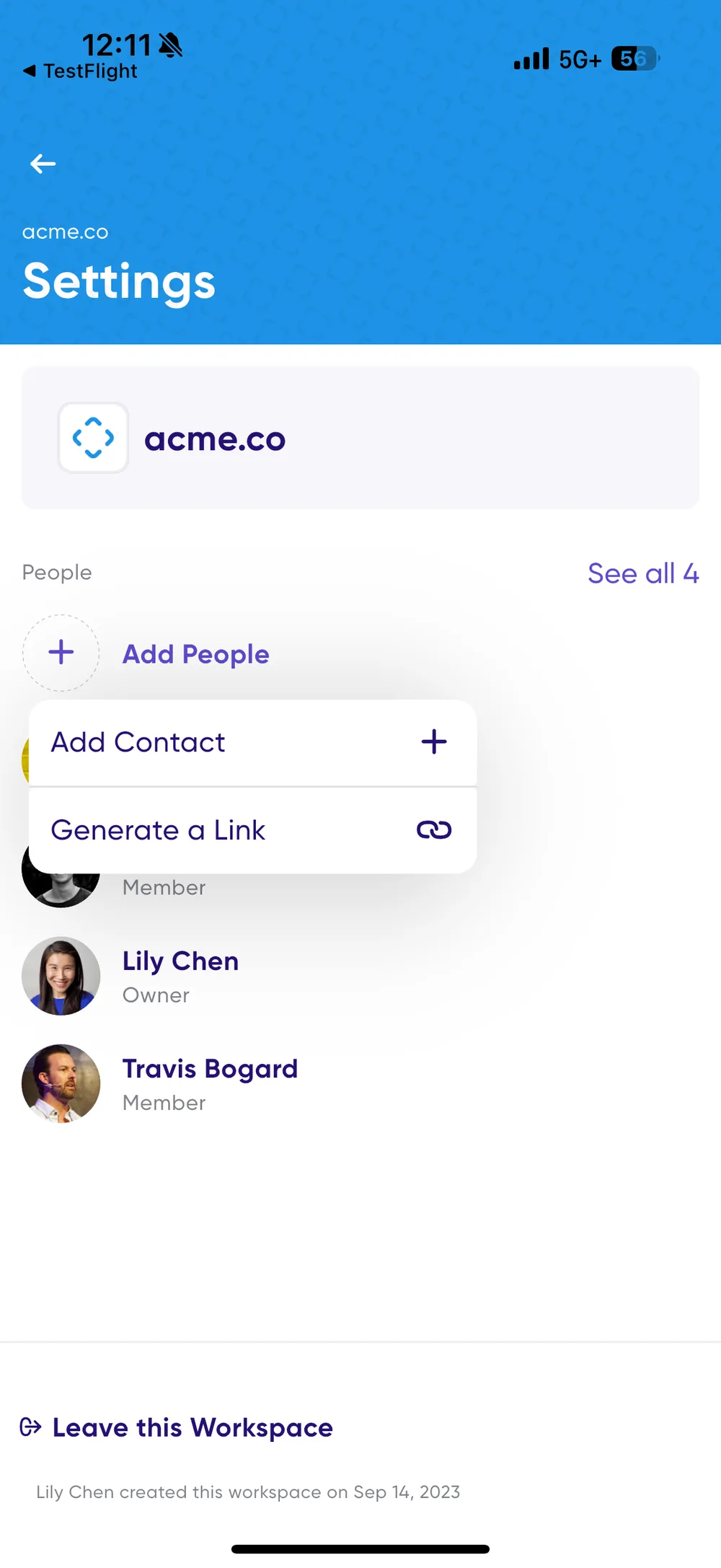 Workspace add people